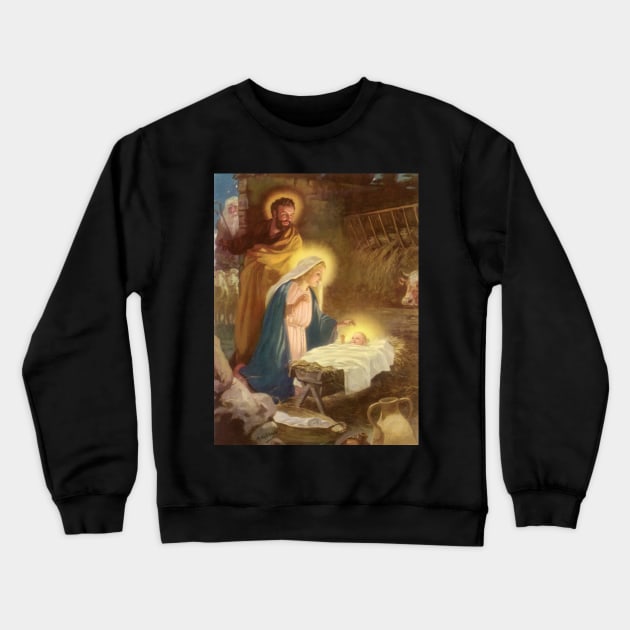 Vintage Christmas Nativity Scene Crewneck Sweatshirt by MasterpieceCafe